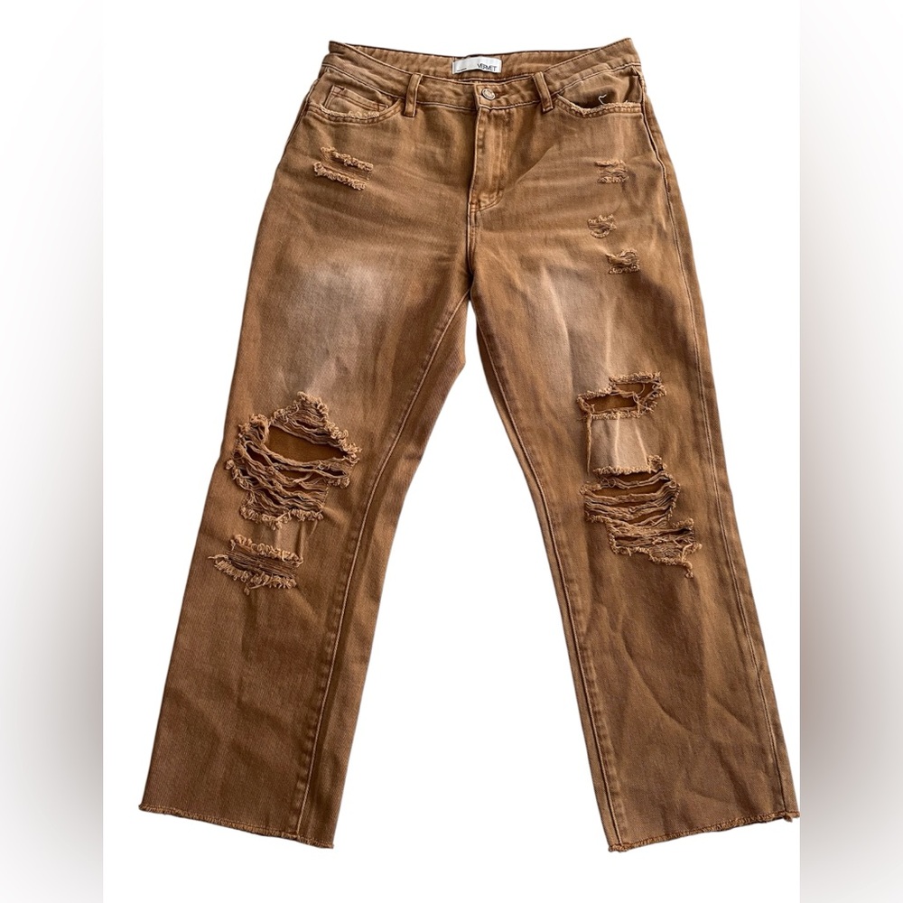Distressed Women's Jeans in Brown